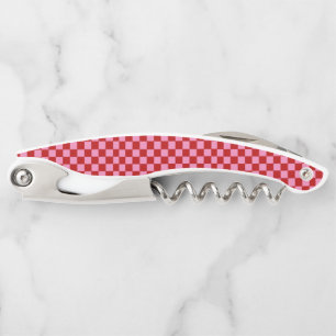Chequered Red and Hot Pink  Corkscrew