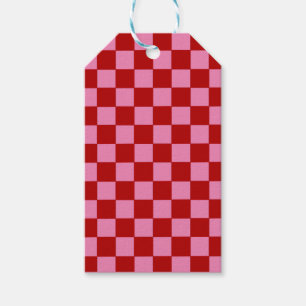 Chequered Red and Hot Pink  Gift Tags