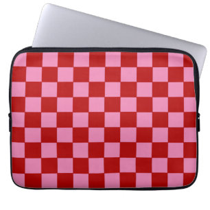 Chequered Red and Hot Pink Laptop Sleeve