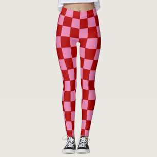 Chequered Red and Hot Pink  Leggings