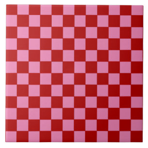 Chequered Red and Hot Pink  Tile