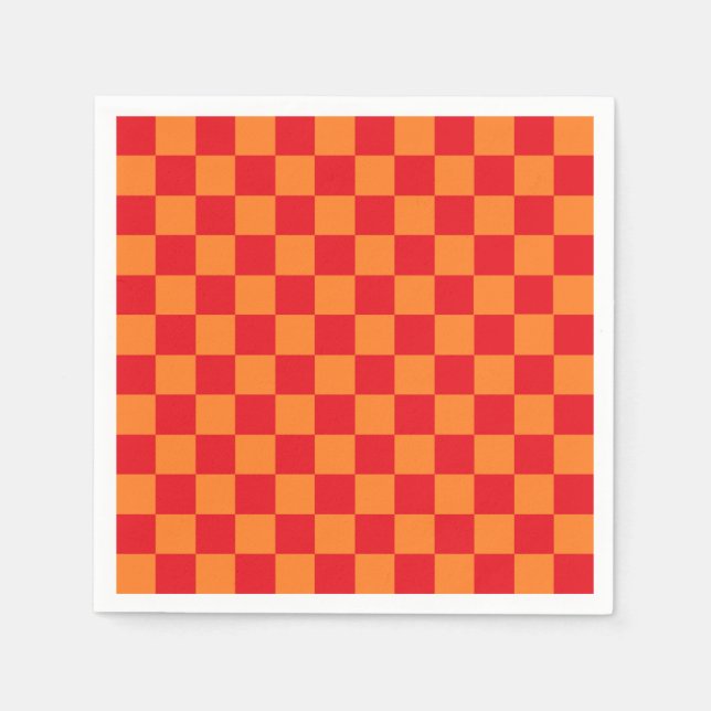 Chequered Red and Orange Napkin (Front)