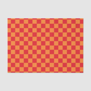 Chequered Red and Orange Tissue Paper