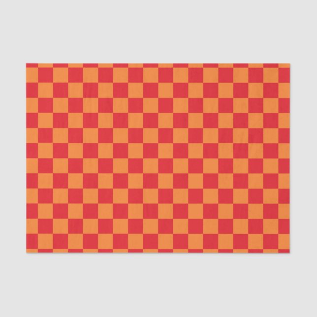 Chequered Red and Orange Tissue Paper (Front)