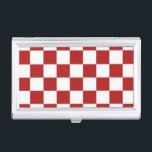 Chequered Red and White Business Card Holder<br><div class="desc">Cool classic red and white chequered pattern is made of rows of alternating white and red squares. Feel free to customise the product to make it your own. Digitally created 9000 x 6000 pixel image. Copyright ©2013 Claire E. Skinner, All rights reserved. To see this design on other items, click...</div>