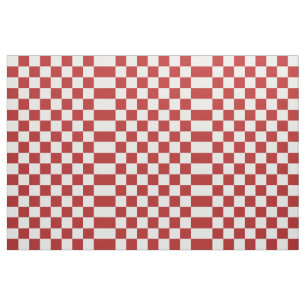 Chequered Red and White Geometric Fabric