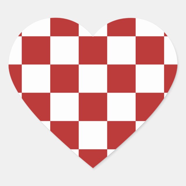 Chequered Red and White Heart Sticker (Front)