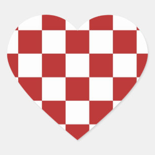 Chequered Red and White Heart Sticker