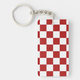 Chequered Red and White Key Ring