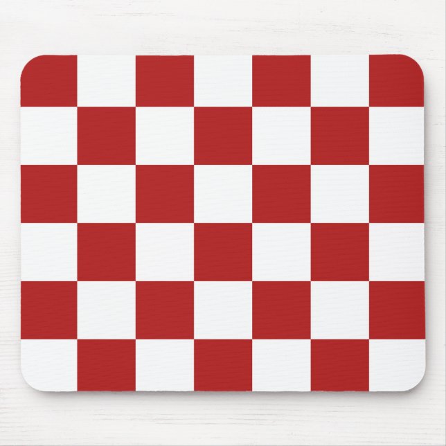 Chequered Red and White Mouse Mat (Front)
