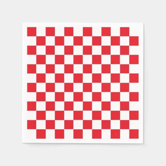 Chequered Red and White Napkin (Front)