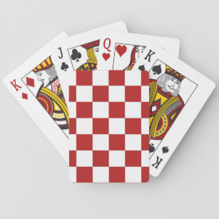 Chequered Red and White Playing Cards
