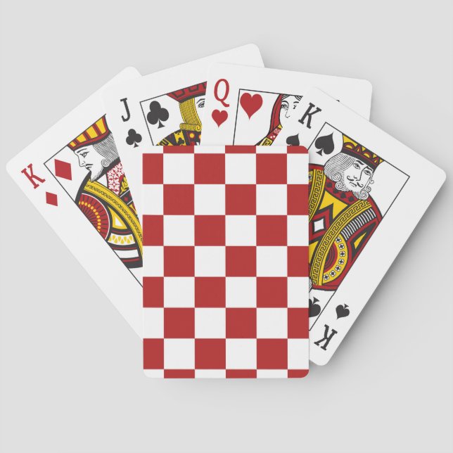 Chequered Red and White Playing Cards (Back)