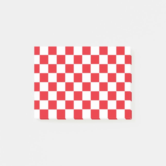 Chequered Red and White Post-it Notes (Front)