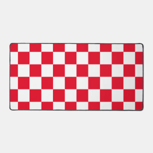 Chequered Red and White Retro Desk Mat