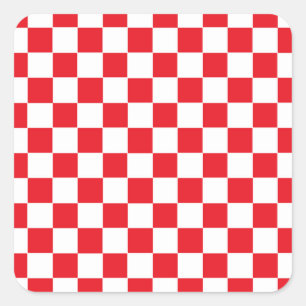 Chequered Red and White Square Sticker