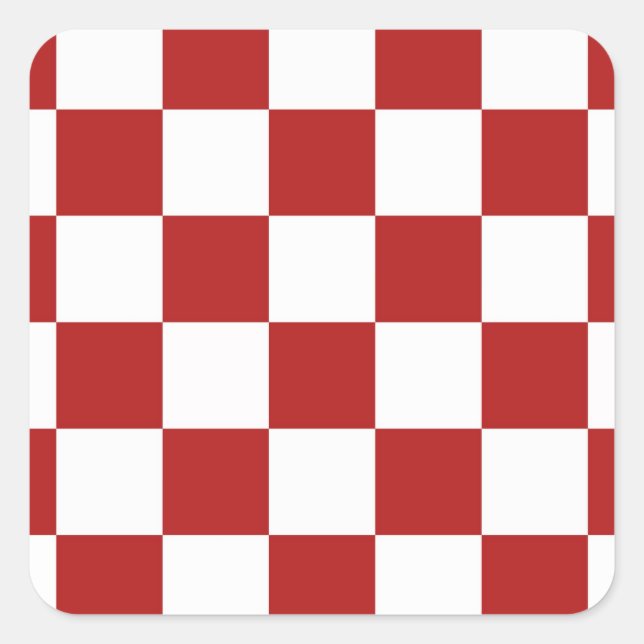 Chequered Red and White Square Sticker (Front)