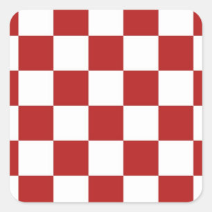 Chequered Red and White Square Sticker