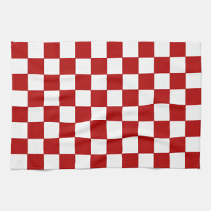 Chequered Red and White Tea Towel