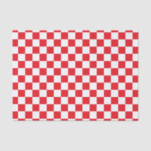 Chequered Red and White Tissue Paper