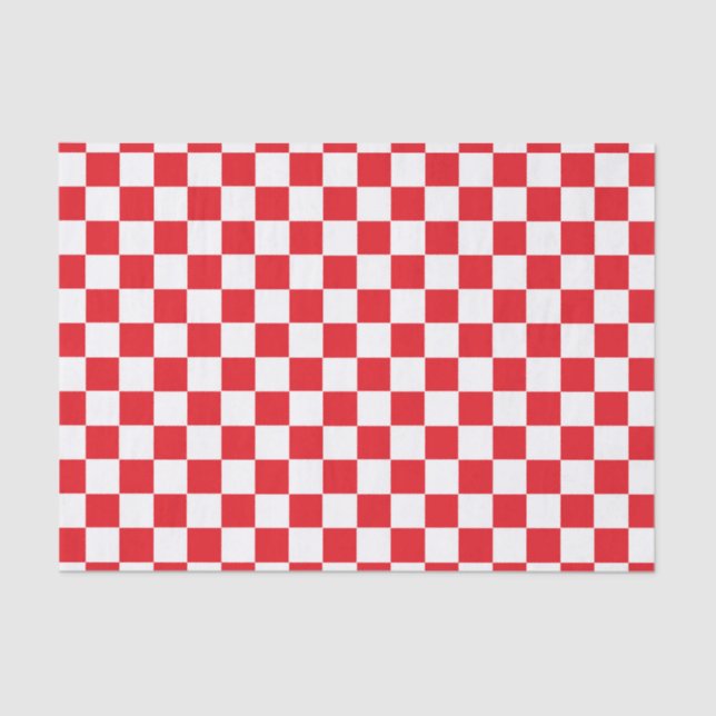 Chequered Red and White Tissue Paper (Front)