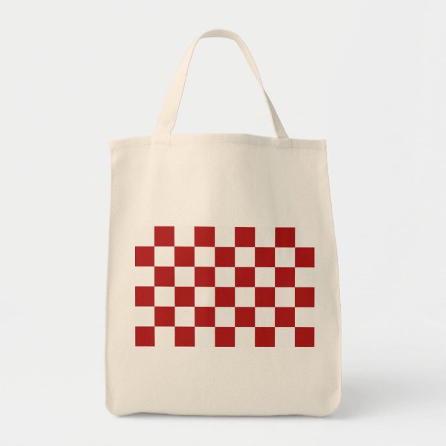 Chequered Red and White Tote Bag (Front)