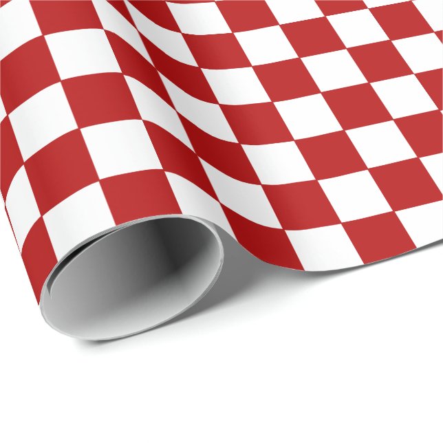 Chequered Red and White  Wrapping Paper (Roll Corner)