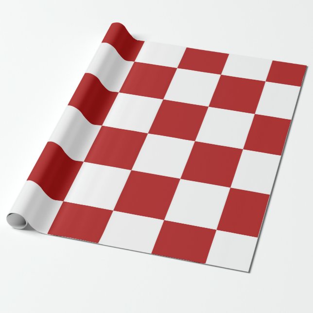 Chequered Red and White Wrapping Paper (Unrolled)