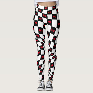 chequered red black and white race track retro leggings