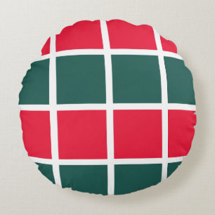 Chequered Red Green Chequered Round Cushion
