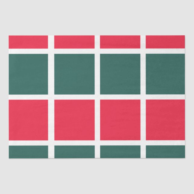 Chequered Red Green Chequered  Tissue Paper (Front)