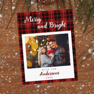 Chequered red pattern Christmas card