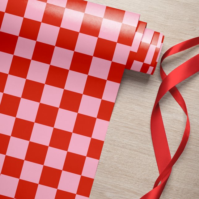 Chequered Red Pink Wrapping Paper (Creator Uploaded)