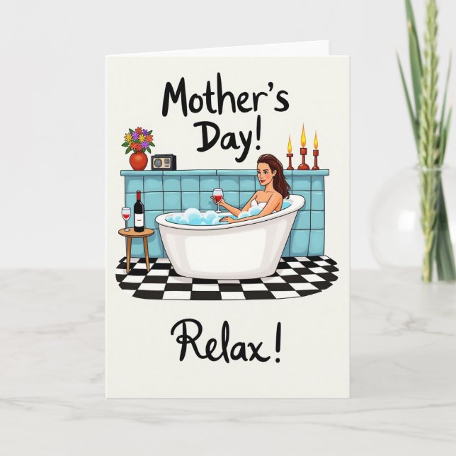 Chequered Relaxing Bath Time Card (Front)