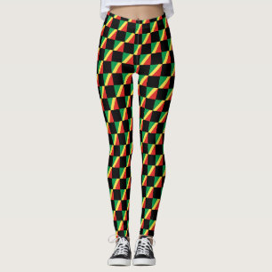 Chequered Republic of the Congo Flag Pattern Leggings