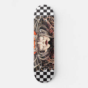 Chequered Retro Cool Girl Skateboard