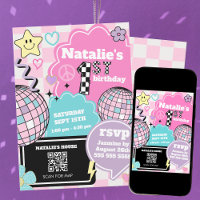 Chequered Retro Groovy Disco 1st Birthday Party