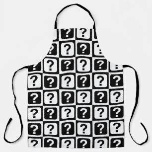 Chequered Riddle Question Mark Pattern Design Apron