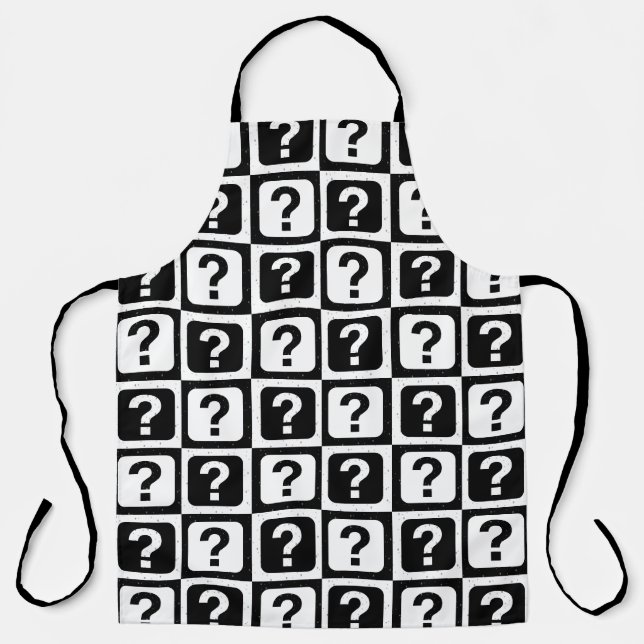 Chequered Riddle Question Mark Pattern Design  Apron (Front)
