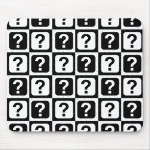 Chequered Riddle Question Mark Pattern Design  Mouse Mat