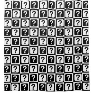 Chequered Riddle Question Mark Pattern Design  Shower Curtain