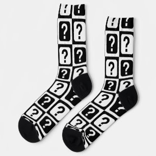 Chequered Riddle Question Mark Pattern Design  Socks