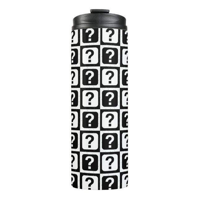 Chequered Riddle Question Mark Pattern Design  Thermal Tumbler (Front)