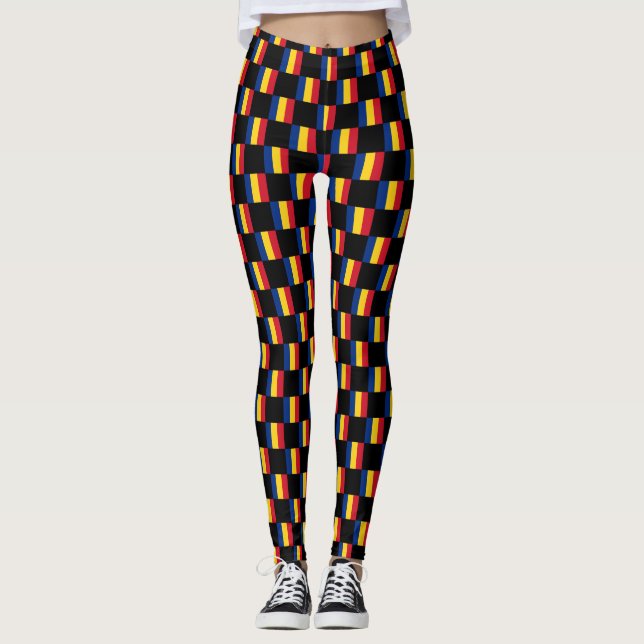 Chequered Romania Flag Pattern  Leggings (Front)