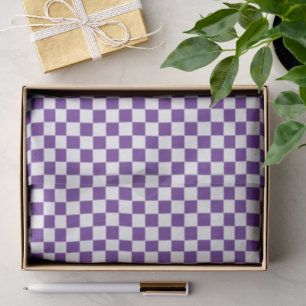 Chequered Royal Purple  and White Tissue Paper