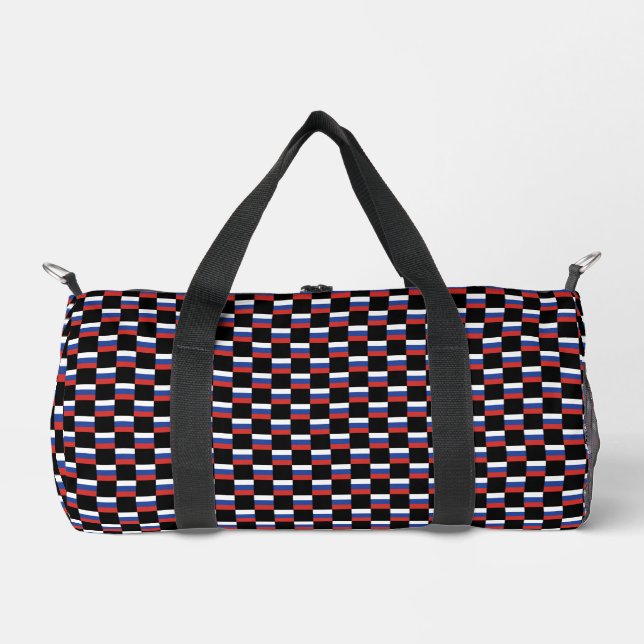 Chequered Russia Flag Pattern  Duffle Bag (Front)
