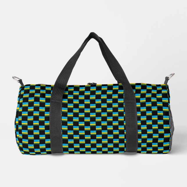 Chequered Rwanda Flag Pattern  Duffle Bag (Front)