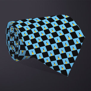Chequered Saint Lucia Flag Pattern  Tie