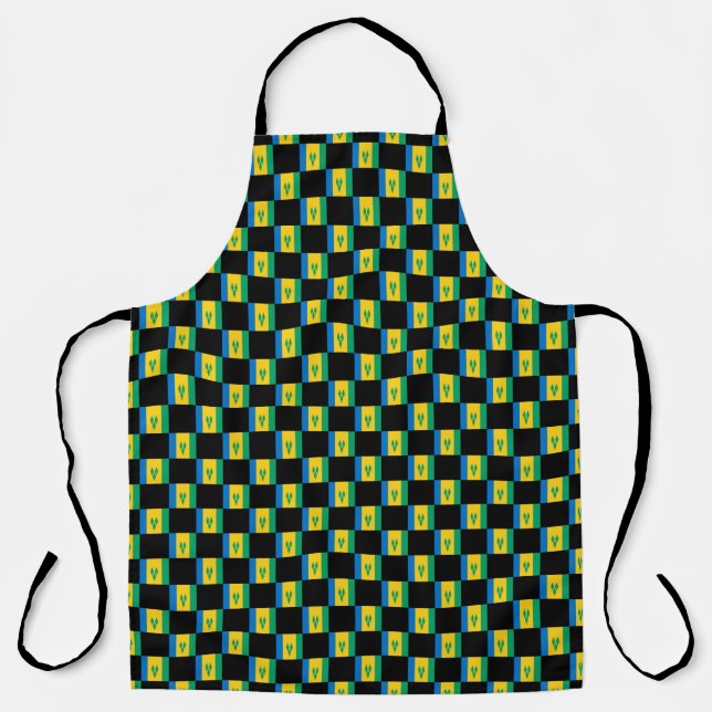 Chequered Saint Vincent and the Grenadines Flag  Apron (Front)