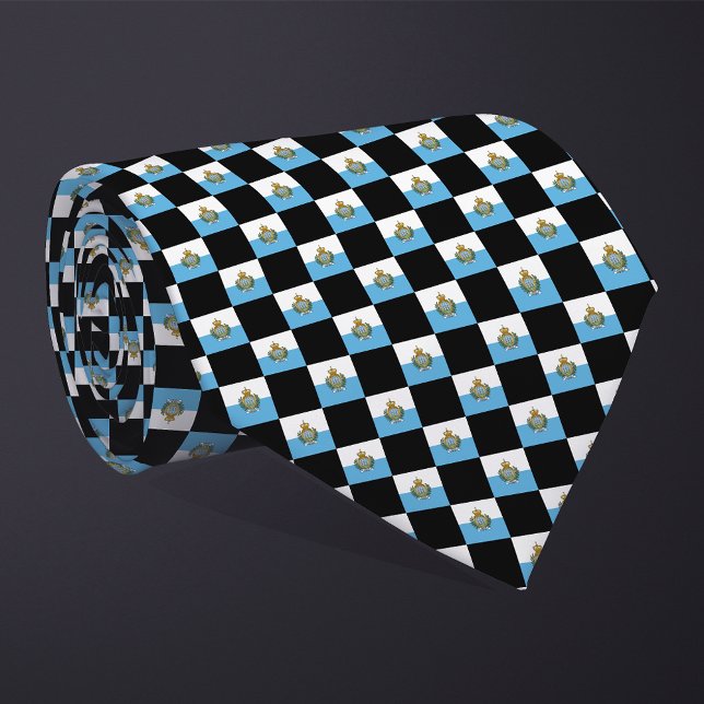 Chequered San Marino Flag Pattern  Tie (Creator Uploaded)
